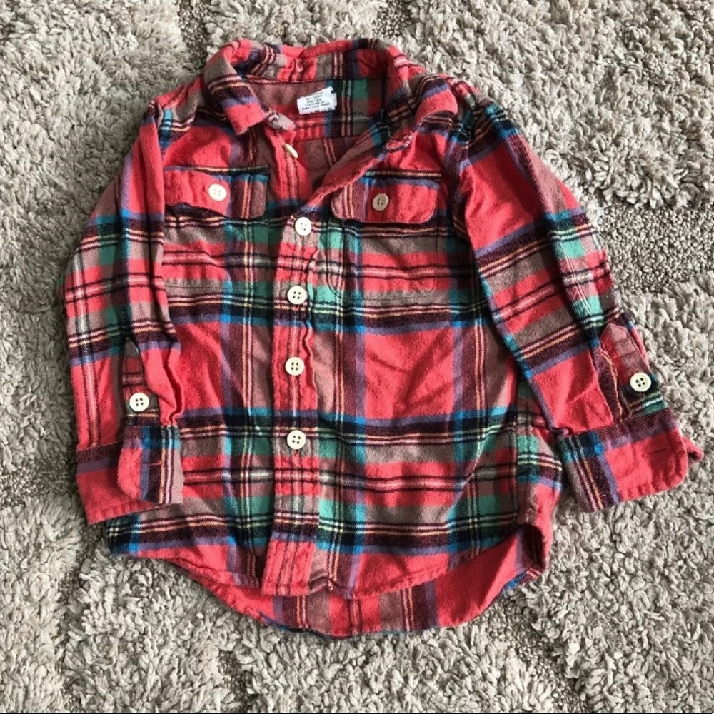 J Crew Crewcuts Red Flannel Shirt Size 2